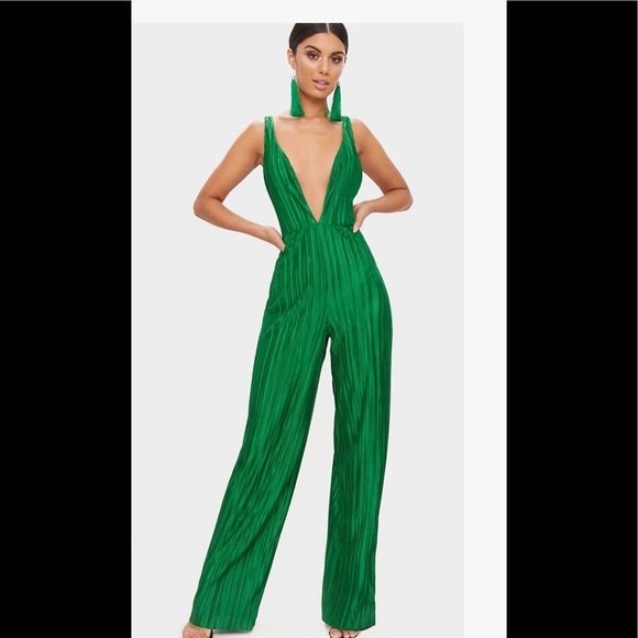 PrettyLittleThing Other - Green low plunge jumpsuit
